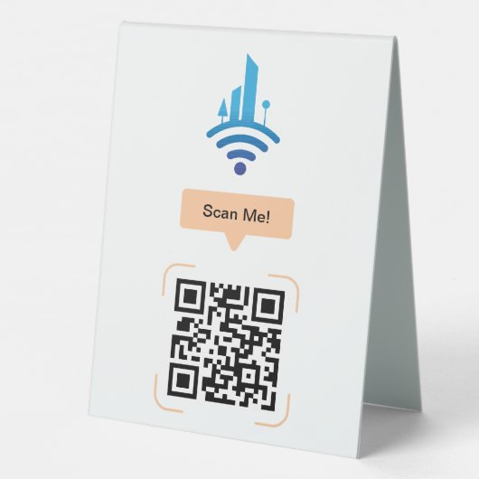 Plaque De Table Code QR de Wi-Fi gratuit simple (Verso)
