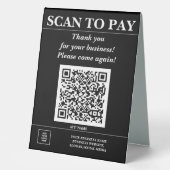 Plaque De Table Code QR d'entreprise personnalisé Paye mobile ici (Recto)