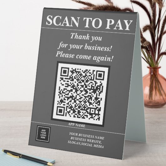 Plaque De Table Code QR d'entreprise personnalisé Paye mobile ici (En SItu (Tableau))