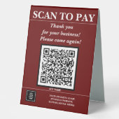 Plaque De Table Code QR d'entreprise personnalisé Paye mobile ici  (Recto)