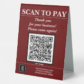 Plaque De Table Code QR d'entreprise personnalisé Paye mobile ici  (Verso)