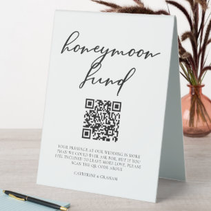 Plaque De Table Code QR du fonds de lune de miel pour un mariage m