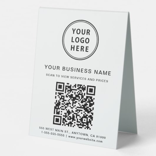 Plaque De Table Code QR du logo de l'entreprise (Verso)