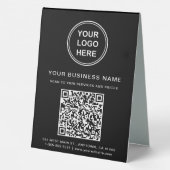 Plaque De Table Code QR du logo de l'entreprise noir (Verso)