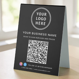 Plaque De Table Code QR du logo de l'entreprise Réseaux sociaux No