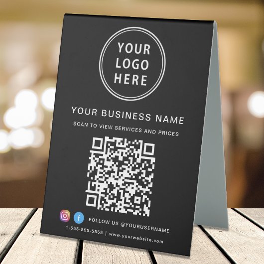 Plaque De Table Code QR du logo de l'entreprise Réseaux sociaux No