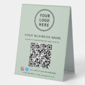 Plaque De Table Code QR du logo de l'entreprise sur fond vert saug (Recto)