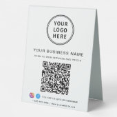 Plaque De Table Code QR du logo de l'entreprise sur les réseaux so (Verso)