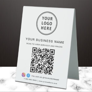 Plaque De Table Code QR du logo de l'entreprise sur les réseaux so