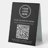 Plaque De Table Code QR du logo d'entreprise noir (Recto)