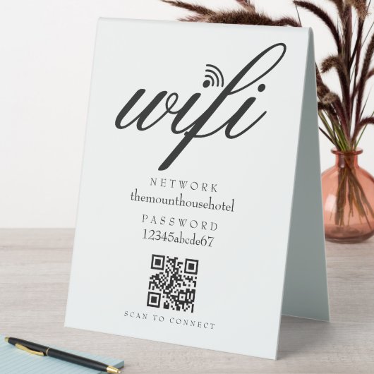 Plaque De Table Code QR du mot de passe du réseau Wifi (En SItu (Tableau))