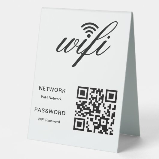 Plaque De Table Code QR du réseau Wifi de marque personnalisée Bla (Recto)