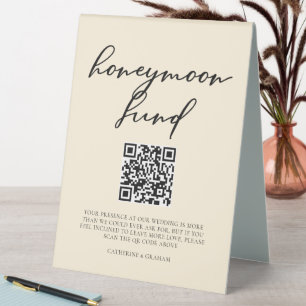 Plaque De Table Code QR élégant pour le fonds de lune de miel de m