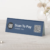 Plaque De Table Code QR Logo Affaires Bleu Marine Scannez pour Pay (En SItu (Tableau))