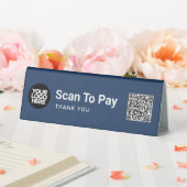 Plaque De Table Code QR Logo Affaires Bleu Marine Scannez pour Pay (In SItu (Mariage))