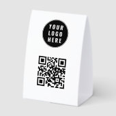Plaque De Table Code QR Logo Entreprise Blanc Scannez Ici (Verso)