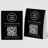 Plaque De Table Code QR Logo Entreprise Noir (Recto/Verso)