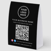 Plaque De Table Code QR Logo Entreprise Noir (Arrière)
