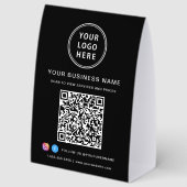 Plaque De Table Code QR Logo Entreprise Noir (Recto)