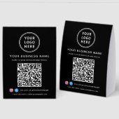 Plaque De Table Code QR Logo Entreprise Noir (Recto/Verso)