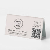 Plaque De Table Code QR Logo Entreprise Rose (Verso)
