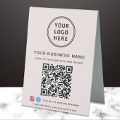 Plaque De Table Code QR Logo Entreprise Rose Média Social