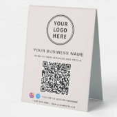 Plaque De Table Code QR Logo Entreprise Rose Média Social (Verso)