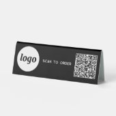 Plaque De Table Code QR Logo Entreprise Scannez pour Commander Noi (Recto)