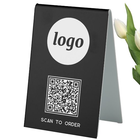 Plaque De Table Code QR Logo Entreprise Scannez pour Commander Noi