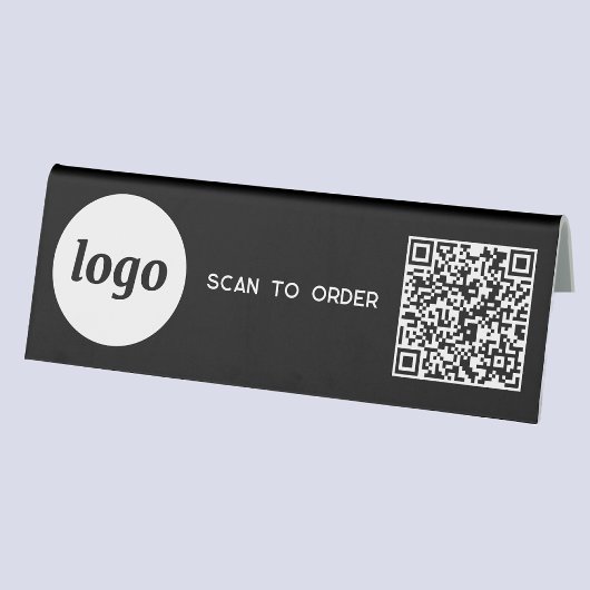 Plaque De Table Code QR Logo Entreprise Scannez pour Commander Noi
