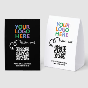 Plaque De Table Code QR Logo et Texte Personnalisé