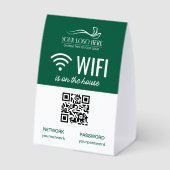 Plaque De Table Code QR Logo WiFi Entreprise Vert Blanc (Verso)