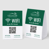 Plaque De Table Code QR Logo WiFi Entreprise Vert Blanc (Recto/verso)