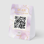 Plaque De Table Code QR Luxe Féminin Marbre Lilas Violet Doré (Verso)
