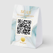 Plaque De Table Code QR Luxe Féminin Marbre Poudre Douce Bleu Or (Verso)