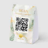 Plaque De Table Code QR Luxe Féminin Marbre Vert Sauge Or (Verso)