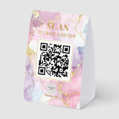 Plaque De Table Code QR Luxueux Féminin Marbre Rose Violet Or (Verso)