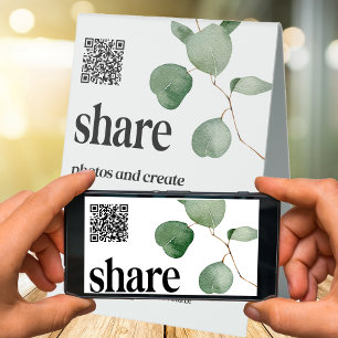 Plaque De Table Code QR mariage Photos du livre d'or