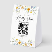 Plaque De Table Code QR Menu de Mariage Écriture Élégante floral (Verso)