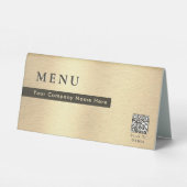 Plaque De Table Code QR Menu Élégant Scan sur Commande Doré Brilla (Verso)