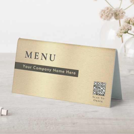 Plaque De Table Code QR Menu Élégant Scan sur Commande Doré Brilla (En SItu (Tableau))