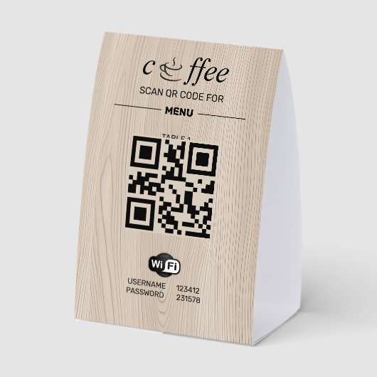 Plaque De Table Code QR Menu Numérique Bois Papier (Verso)