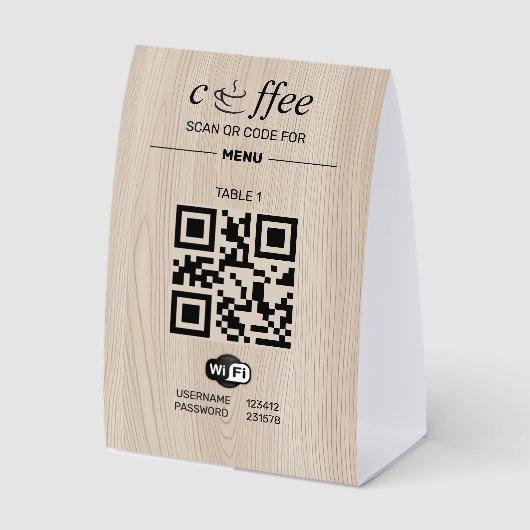 Plaque De Table Code QR Menu Numérique Bois Papier (Recto)