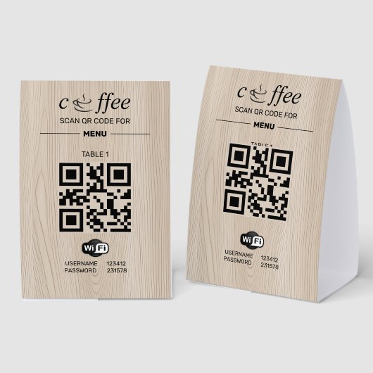 Plaque De Table Code QR Menu Numérique Bois Papier (Recto/verso)