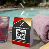 Plaque De Table Code QR Menu Numérique Rouge Or pour Restaurants (InVersositu (sur table))