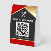 Plaque De Table Code QR Menu Numérique Rouge Or pour Restaurants (Recto)