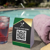 Plaque De Table Code QR Menu Numérique Vert Or pour Restaurants (InVersositu (sur table))
