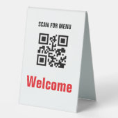 Plaque De Table Code QR - Menu numérisable sans contact noir blanc (Recto)