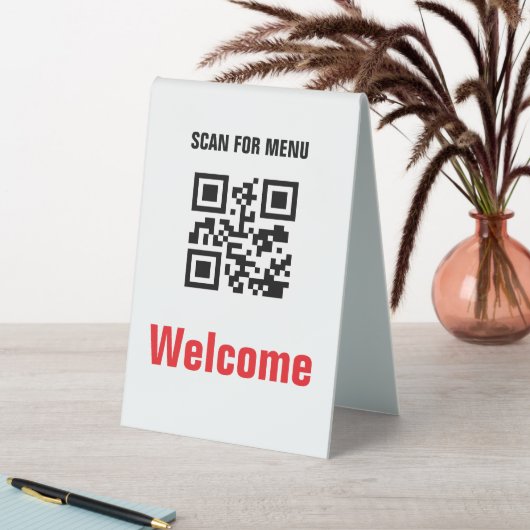 Plaque De Table Code QR - Menu numérisable sans contact noir blanc (En SItu (Tableau))