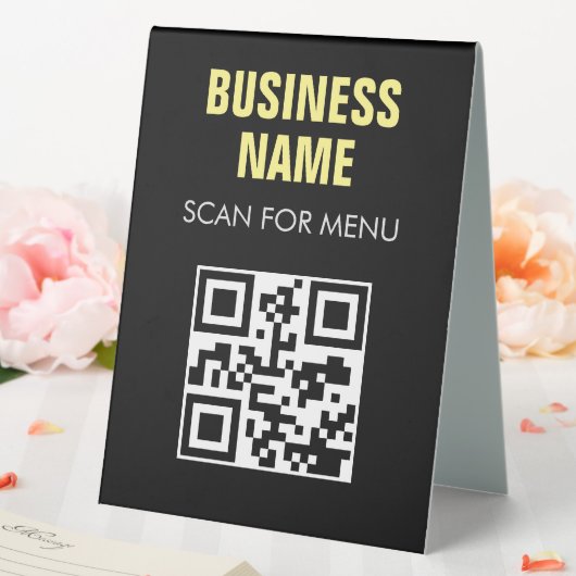 Plaque De Table Code QR - Menu numérisable sans contact noir blanc (In SItu (Mariage))